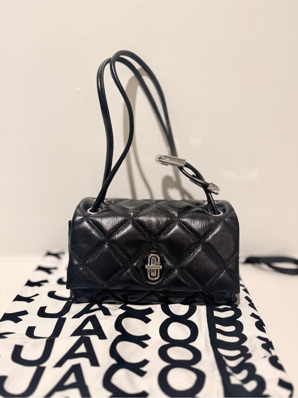 NWT Marc Jacobs THE QUILTED MINI DUAL SHOULDER BAG- black